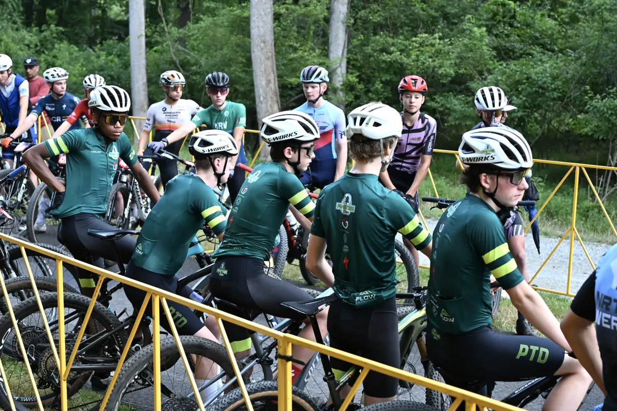 Pine Tree Devo riders at the start line of a race